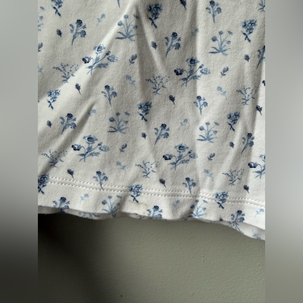 LAKE PIMA COTTON Floral White Blue Ruffle Nightgown Dress Pajamas Sleeveless M - Picture 6 of 12